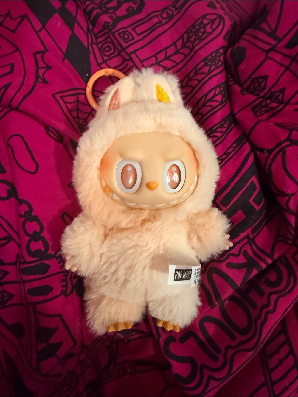 Labubu Keychain Character in Peach Fur